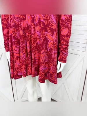Free People Hello Lover Floral Ruched Puff Shoulder Tunic Mini Dress Red Small‎ thumbnail 7