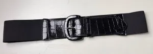 Black Croc-Embossed Stretch Buckle BeltFashion Accessory Sz S thumbnail 1