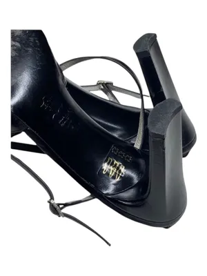 Vintage Luxe: Charles Jourdan  Retro Ankle Strap Heels Sandals  Black Leather thumbnail 12