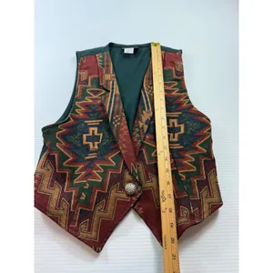 Roughrider‎ Circle T Vintage Southwestern Tapestry Vest Green Red Small 3798 thumbnail 3