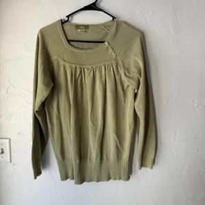 Pulp Sweater Y2k Large Green Long Sleeve Button Pullover Cotton Casual Top‎ thumbnail 2