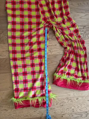 NWT - XXL (20) - Grinch Plaid Knit Pajama Set - Lime & Red thumbnail 4