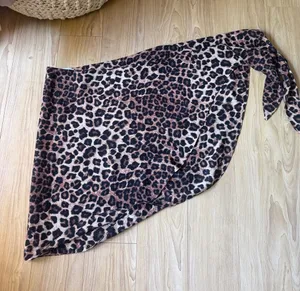 Good American Leopard Asymmetrical Wrap Skirt - Brown/Black thumbnail 1