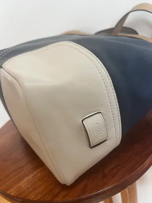 Coach Hadley Navy Tan Trim and White Accents added scarf for flair thumbnail 8