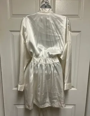 Victoria’s Secret White 3/4 Length Satin Robe thumbnail 6