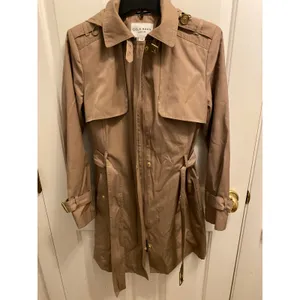 Cole Haan Belted Trench Coat Women Small Taupe Khaki Water Resistant Jacket NWOT thumbnail 2