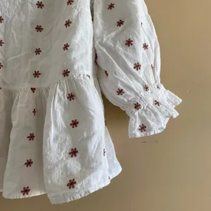 white cottage core floral embroidered blouse top thumbnail 3
