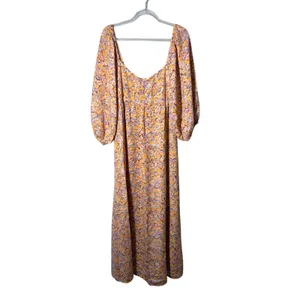 Billabong Women's Swept Away Midi Dress Boho Floral Smocked Babydoll Milkmaid thumbnail 2