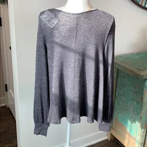 FREE PEOPLE Gray/Metallic Silver DrapeNeck Top Size M NEW thumbnail 5