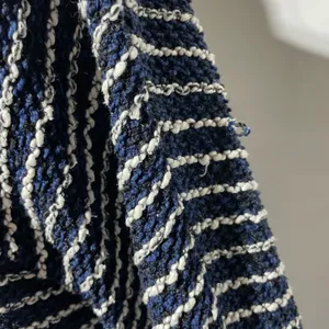 ZARA Striped Textured Mock Neck 3/4 Sleeve Sweater Top Navy White Size Medium thumbnail 9