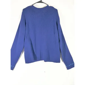 VTG Blair Dog Motif Embroidered Cardigan Sweater Women L Navy Grandma Core Retro thumbnail 2
