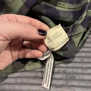 Madewell Flannel Crop Button Up Shirt Green Plaid Long Sleeve Womens Small thumbnail 8