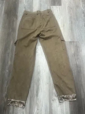 Women’s Hunter And Brown Faux Suede Brown Cargo Pants With Snakeskin Cuff Size S thumbnail 10