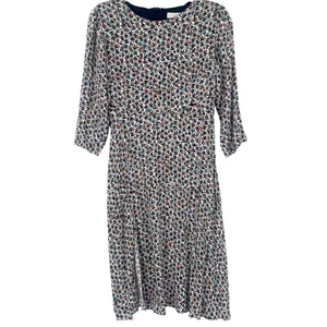 Loft Ditsy Floral Midi Dress Sz 4 Cottagecore Boho Fall Artsy Office 3/4 Sleeve thumbnail 2