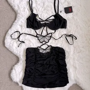 I.AM.GIA Butterfly Strappy Underwire Mini Dress S - Black thumbnail 3