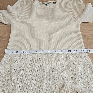 Anthropologie Knitted‎ & Knotted Cream Long Sleeve Alpaca Knit Sweater Dress - S thumbnail 10