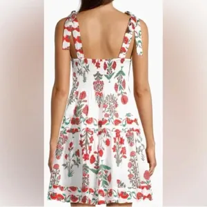 Anthropologie Ro's Garden Aspen Folkloric Floral Cotton Minidress in Red Olympia thumbnail 7