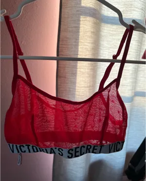 Victoria's Secret Red Mesh Bralette Hearts thumbnail 3
