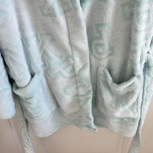 PINK Victoria’s Secret Women’s Light Blue Robe w/ White Fluffy Hood - Size M/L thumbnail 3