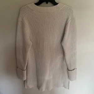 Athleta Ribbed V-Neck Sweater Cream Oatmeal High Low‎ Side Slit Size Small thumbnail 11