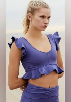 free people movement virgo performance ruffle crop top thumbnail 1