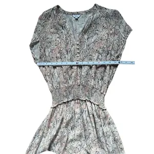 Rails Karla Watercolor‎ Snakeskin Pink Smocked Tiered Dress Sz S thumbnail 7