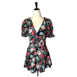Majorelle Black‎ Floral Print Roosevelt Fit And Flare Mini Dress Size XS thumbnail 3