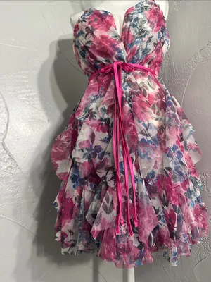 Pink Floral Tie-Waist Mini Dress thumbnail 9