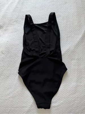 Andie The Montauk Ribbed One Piece Swimsuit Black Medium thumbnail 8