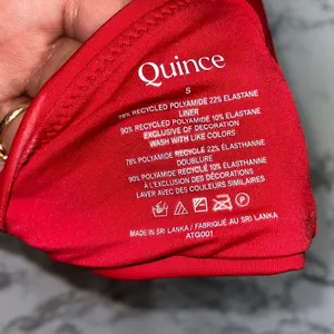 NWT Quince Cherry Red Italian Scoop Neck Bikini Swim Top Women's Size Small thumbnail 6