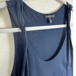 Banana Republic‎ Womens Navy Blue Twisted Shoulder Rayon Scoop Neck Tank Top L thumbnail 3