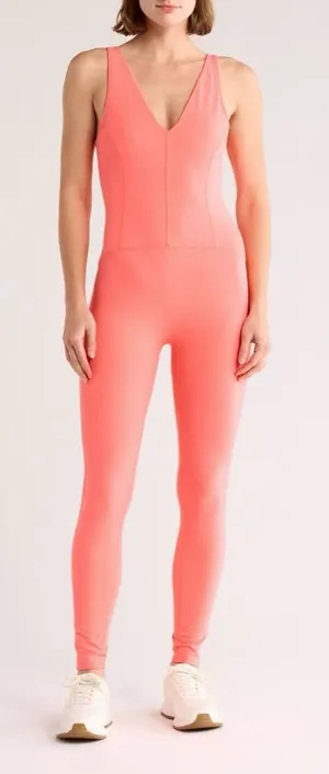 FP Movement Jumpsuit Spandex Never Better Strappy Back Neon Coral NWT sz XS pink thumbnail 1