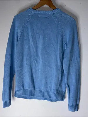 NWT Lands End Drifter Lighthouse Blue Cotton Cable Knit‎ Sweater Medium 10-12 thumbnail 2