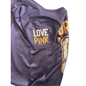 PINK NFL Broncos Womens Blue Sequin Glitter Jersey‎ Sporty Fanwear Size XS thumbnail 5