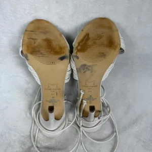 Marc Fisher LTD White‎ Leather Lace Up Strappy Stiletto Heels Knotted Sandals 8 thumbnail 14