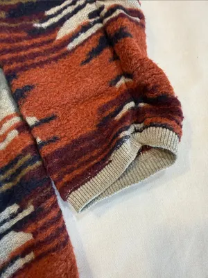 LUCKY BRAND Open-Front Striped Cardigan in Rust Burgundy Navy & Cream Size Large thumbnail 5