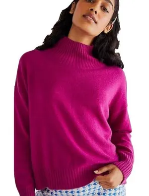 Free People‎ magenta cashmere mock neck sweater size xs thumbnail 1