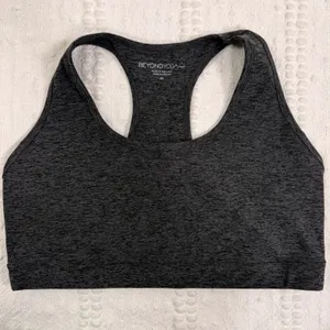 Beyond Yoga Womens 2X Space Dye Racerback Sports Bra Charcoal Gray Keyhole Back thumbnail 1