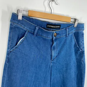 Express Womens Wide‎ Leg Cropped Flare Jeans Size 12 High Waisted Boho Festival thumbnail 4