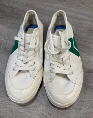 CLEAR Canvas Low Top Sneakers White Green Women's Size 8 Casual Lace Up Shoes thumbnail 1