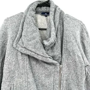 Gap‎ size Small zip up gray moto style jacket with pockets 100% cotton thumbnail 3