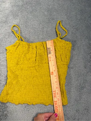 Lulu's Yellow/geeen Textured Smocked Cami Top small NWT thumbnail 5