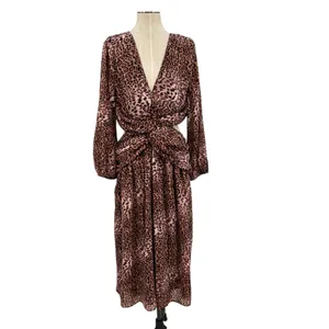 Anthropologie Ranna Gill Dress Midi Leopard‎ Print Cut Out Long Sleeve Size XL thumbnail 3