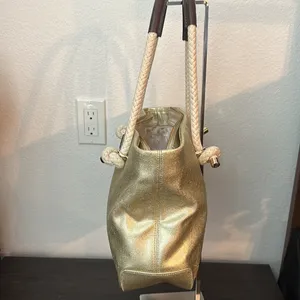 Kate Spade Boat Tie Gold Metallic Tote thumbnail 3