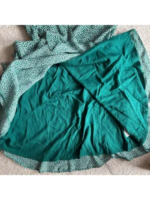 Abercrombie & Fitch Green Floral Wrap Dress Cottagecore Mini Ruffle Hem Sz M thumbnail 4