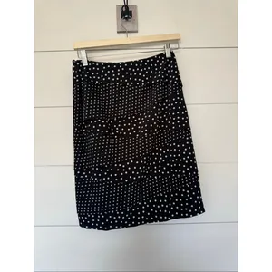White House Black Market Women’s 0 Black White Polka Dot Skirt Career Office Cor thumbnail 3
