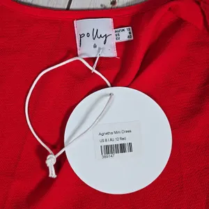 Princess Polly Agnetha‎ Mini Dress Red Long Sleeve Wrap Ruffle Flounce Women's 8 thumbnail 5
