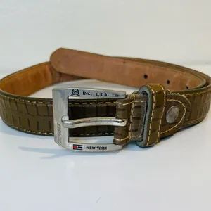 Vintage Tommy Hilfiger Square Buckle Croco-Print Leather‎ Belt Size XS (24”) thumbnail 4
