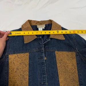 Coldwater Creek Denim Leather Trim Jacket Womens Medium Blue Western Paisley thumbnail 8