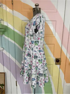 Smith & Quinn Delaney Reynolds Lake Oconee Resort Wear Tiered Mini Dress Sz L 🧡🎀 thumbnail 4